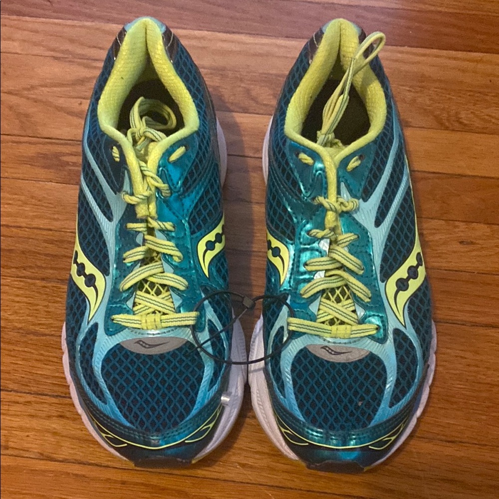 Saucony Teal and Yellow Running Shoes Woman 8 1/2